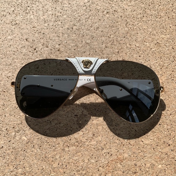 Versace Aviators w/ white leather bridge - Picture 2 of 7